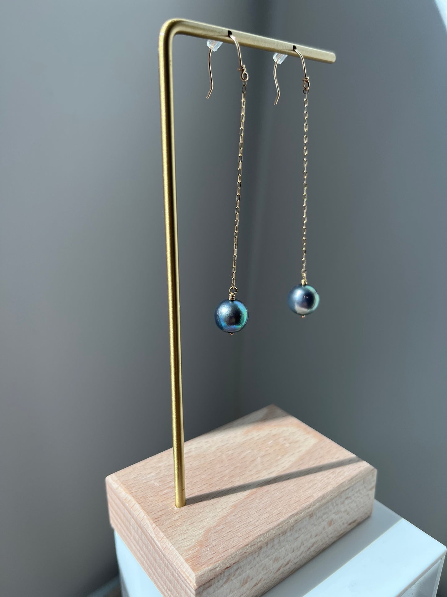 Midnight Blue Pearl Drop Earrings