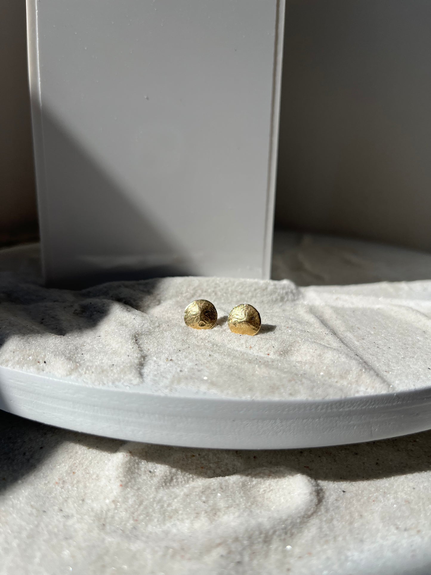 Gold Sand Dollar Stud Earrings