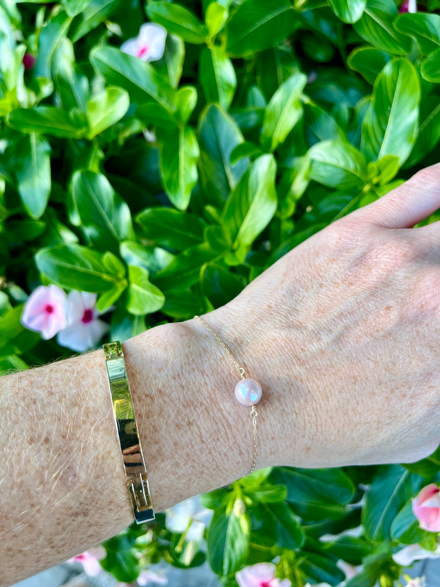 Pink Pearl Solitaire Bracelet